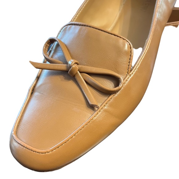 J. Crew Brown Loafers Shoes Bow Slip On Vegan Leather Excellent Condition sz 10 - Picture 4 of 10